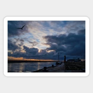 Winter sunrise on the River Blyth in Northumberland Sticker